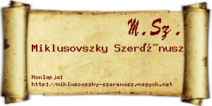 Miklusovszky Szerénusz névjegykártya